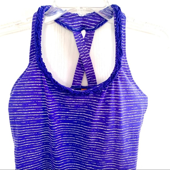 Lucy Yoga Ruffle Tank 💪 Periwinkel/White - Picture 1 of 8